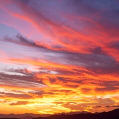 Fototapeta premium Vibrant Sunset Sky with Orange Clouds.