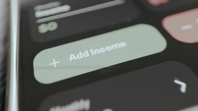 Digital button labeled Add Income with a plus sign