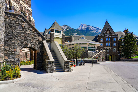 Banff Springs Hotel, a historic ch&acirc;teauesque hotel located in Banff National Park among the Rocky Mountains in Alberta, Canada