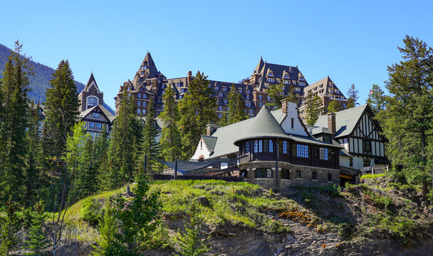Banff Springs Hotel, a historic ch&acirc;teauesque hotel located in Banff National Park among the Rocky Mountains in Alberta, Canada