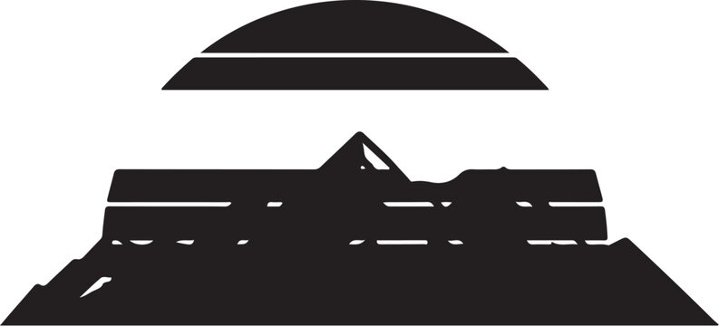 Black silhouette of a building with a half-circle on top, vector illustration