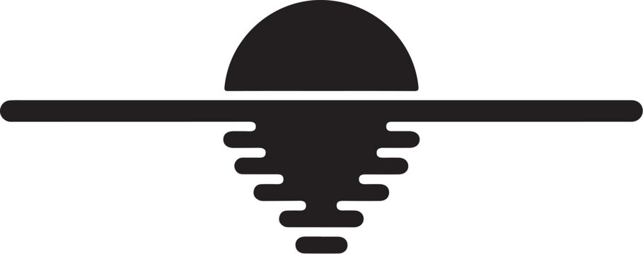Black vector sun icon with water reflection