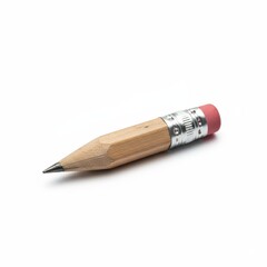 A Sharpened Wooden Pencil with a Pink Eraser on a White Background.