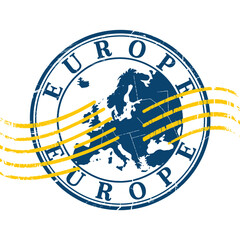 A circular stamp depicting the continent of europe with text © MSTMORSHEDA