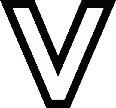 Bold, geometric, abstract letter V shape, black outline on white