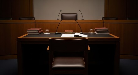 Courtroom Judge Bench with Leather Chair.