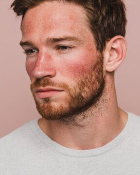 Minimal portrait captures a man showcasing unique features and gentle expression