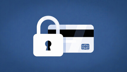 Obraz premium A padlock secures a credit card, symbolizing financial protection and security.
