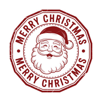 Vintage style christmas seal featuring santa claus and festive text