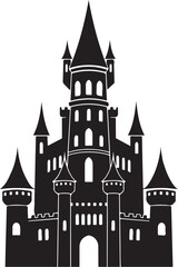 Obraz premium Black castle silhouette vector illustration