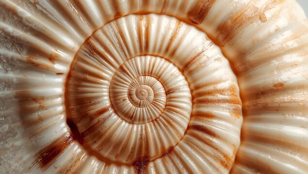 Intricate Spiral Pattern of a Seashell A Macro View of Nature's Fibonacci Sequence