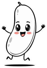 Obraz premium Happy Cartoon Jelly Bean Character Jumping with Joy and Excitement