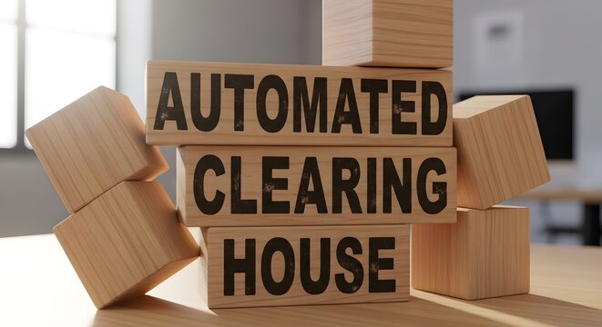 Automated Clearing House (ACH) Concept: Wooden Blocks with Text