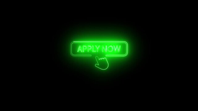 Apply Now Animated Button neon glowing Marketing icon 4k Video 