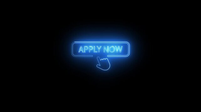 Apply Now Animated Button neon glowing Marketing icon 4k Video 