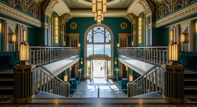 Elegant Art Deco Interior with Ocean View