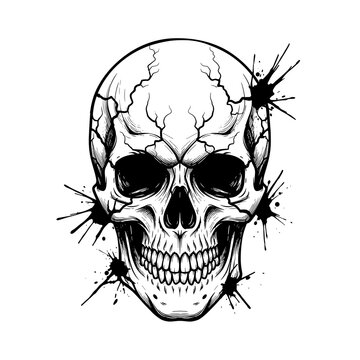 Exploding or cracked human skull artistic illustration