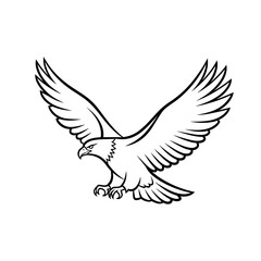 Obraz premium Simple outline drawing of a flying eagle silhouette