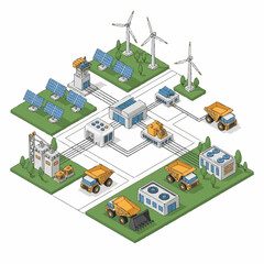 Fototapeta premium Smart Grid Energy Distribution System with Renewable Sources.
