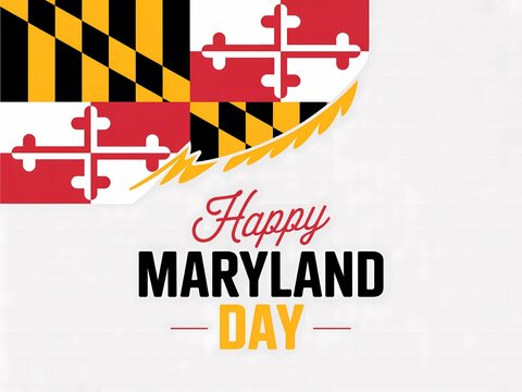 Maryland day celebration graphic with flag design and text on white background