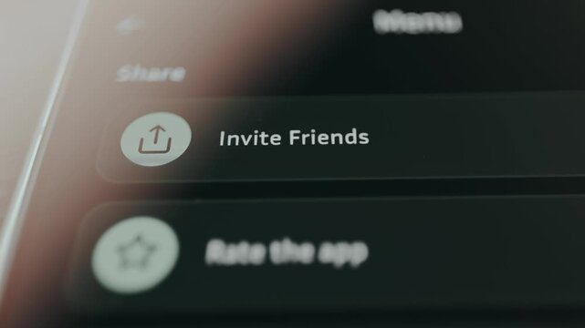 Invite Friends option from a user interface menu