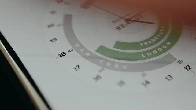 Clock showing different times and locations