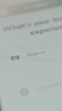 Users level of experience is described as Beginner