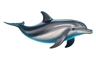 Fototapeta premium Isolated Dolphin in Profile, Aquatic Mammal, Tropical Animal, Sea Creature, Ocean Life