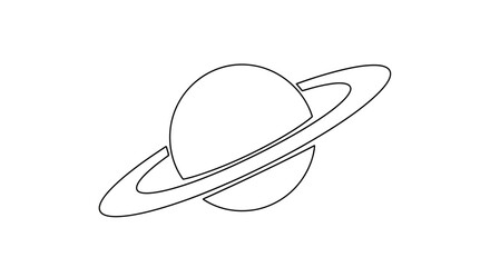 Planet Saturn outline simple icon, space exploration concept, vector illustration © Azizi