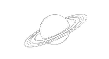 Saturn Planet Ringed Space Galaxy Celestial Body Outline Drawing © Azizi