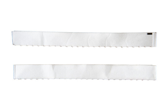 Two Pieces of Long Rectangular White Paper Torn from Tear-Off Mailer
