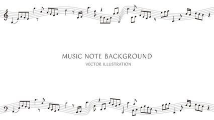 Music notes frame background with copy space, musical staff melody banner illustration © halmio