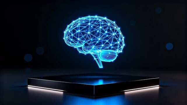 Digital brain model on pedestal