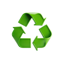 Fototapeta premium Bright green 3 d recycling symbol isolated on a transparent background