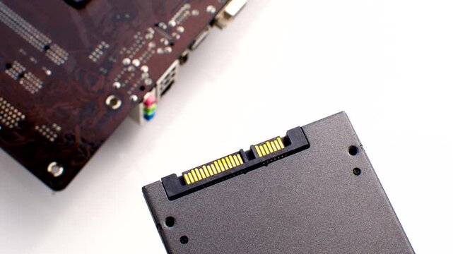 Swift Connectivity - Close-up of an SSD highlighting the precision of connections, symbolizing performance and efficiency.