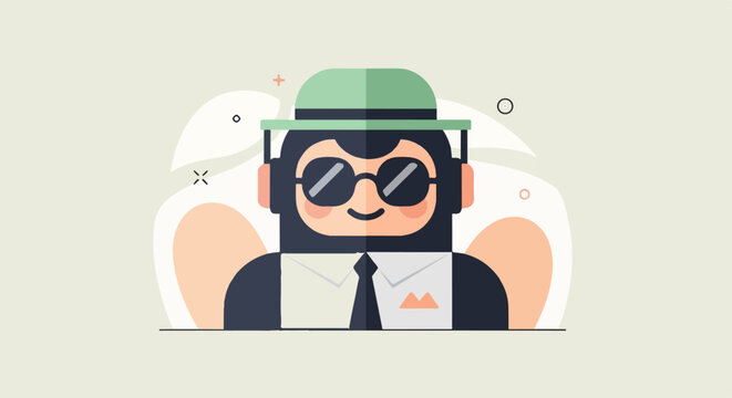 Fun cartoon of a monkey wearing a hat, sunglasses, and a shirt