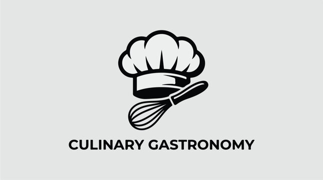 Culinary Gastronomy Chef Hat and Whisk Logo.