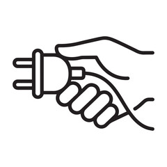 Obraz premium A clean vector icon of a hand gripping an electric plug, symbolizing power connectivity, energy consumption, and electrical safety measures.