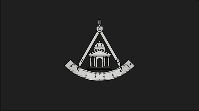 Masonic Symbol of Compass and Square with Building.