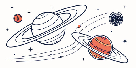 Colorful illustration of planets and celestial bodies in space © Gf
