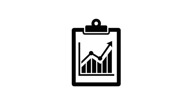 Business growth report clipboard icon with uptrend chart