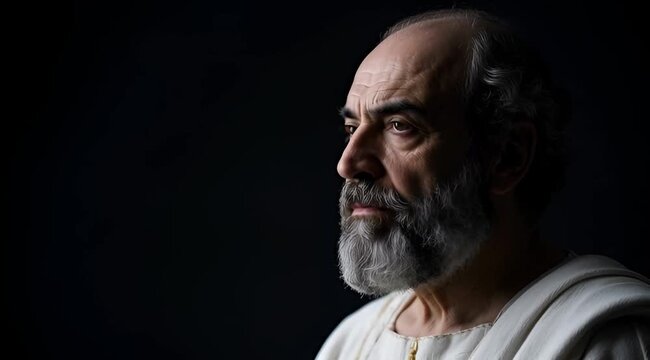Socrates Thoughtful Portrait with Dramatic Lighting and Copy Space