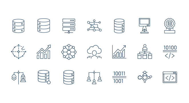 Data and technology icon set