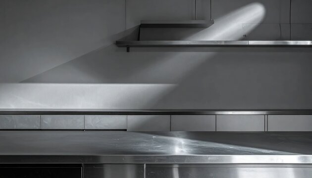 Modern Kitchen Interior with Stainless Steel Appliances.