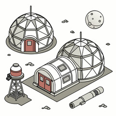 A futuristic space station with domes and a telescope © md solaimas