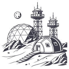 A futuristic moon base with domes and towers © md solaimas