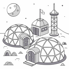 A futuristic lunar base with domes and a tower © md solaimas