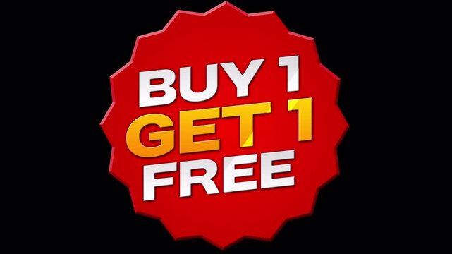 Animated Buy 1 Get 1 Free Red Starburst Promotion