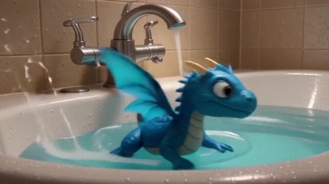 Niedlicher blauer Wasserdrache