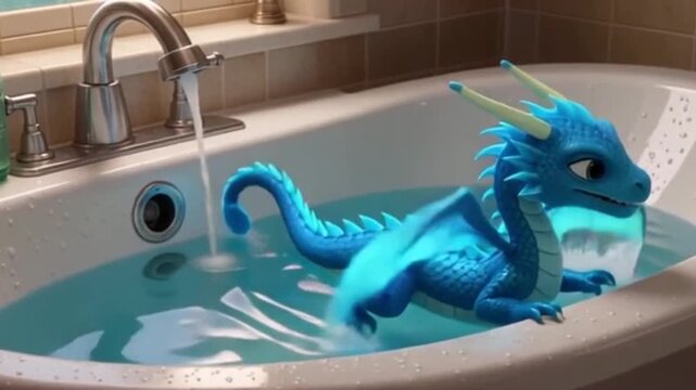 Niedlicher blauer Wasserdrache